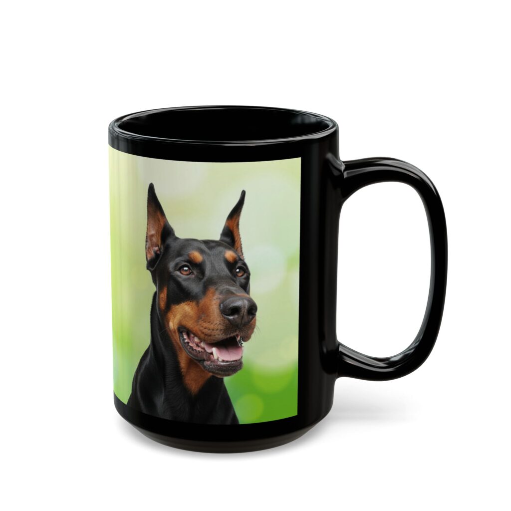 Doberman Love Is Black Photo Mug